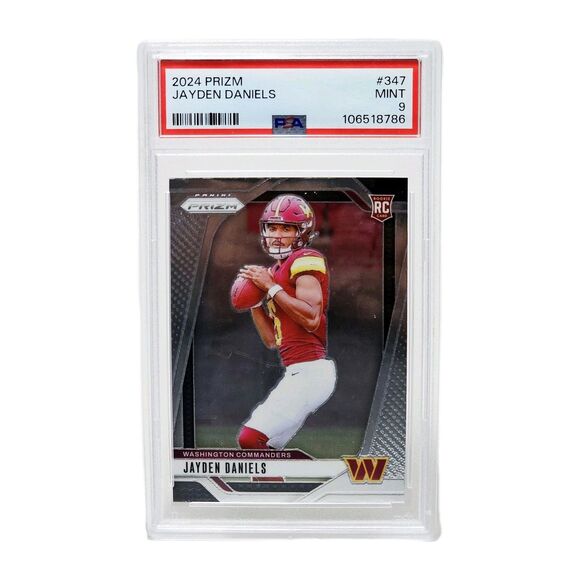 JAYDEN DANIELS RC 2024 PANINI PRIZM #347 PSA MINT 9 OFFENSIVE ROOKIE POY! - Picture 4 of 4